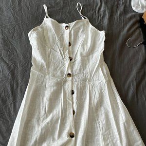 Shein White Linen Button-up Sleeveless dress. Size Medium.